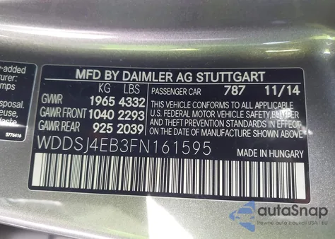 2015 Mercedes-Benz Cla 250 z USA, uszkodzony, nr VIN WDDSJ4EB3FN161595